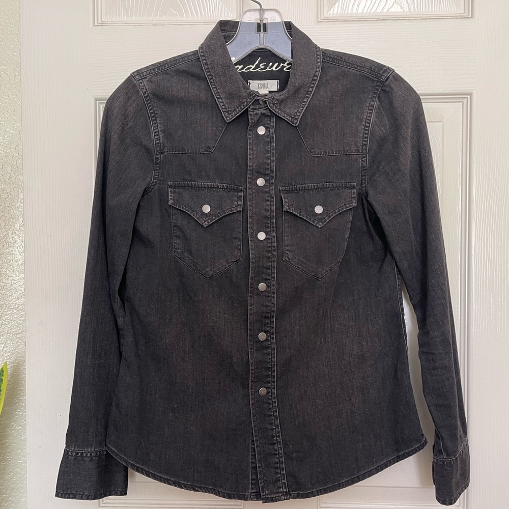 Madewell Western snap shirt in Gravel black size XS NWOT